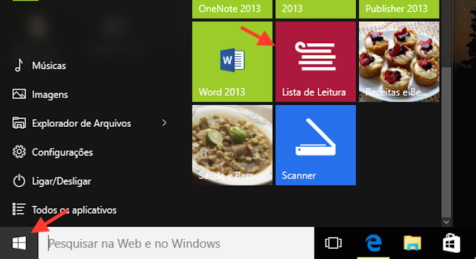 Acessando a lista de leitura do Windows 10 para ler sites salvos (Foto: Reprodução/Marvin Costa)