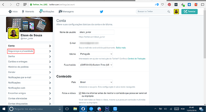 Recibo de mensagens diretas do Twitter pode ser desativado em Privacidade e segurannça (Foto: Reprodução/Elson de Souza)