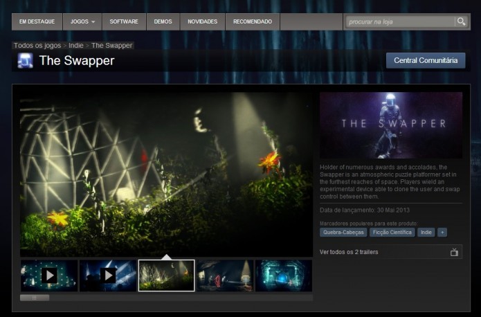 Página de The Swapper no Steam (Foto: Reprodução/Paulo Vasconcellos)
