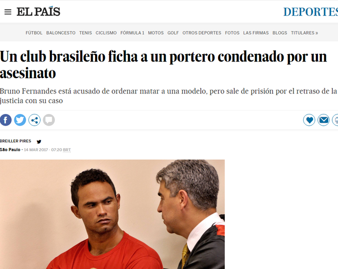 Imprensa internacional repercute contratação de Bruno (Foto: Reprodução) Imprensa internacional repercute contratação de Bruno (Foto: Reprodução)