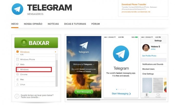 Faça o download de Telegram for Desktop (Reprodução/Taysa Coelho)
