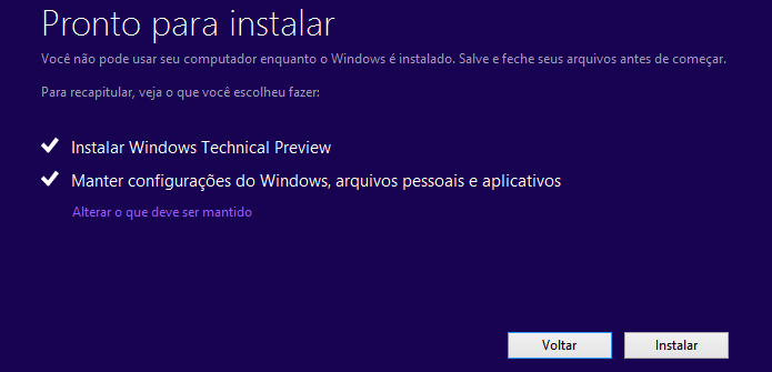 Windows 10 pronto para ser instalado (Foto: Reprodução/Helito Bijora) 