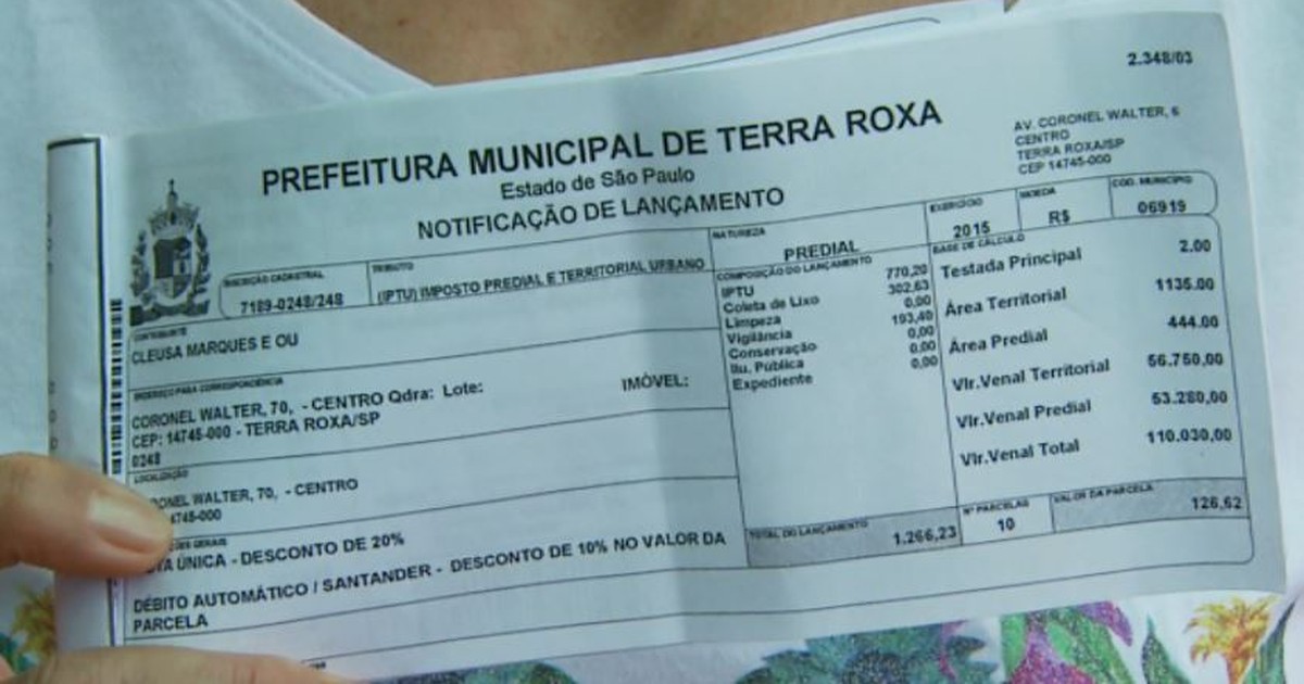Terra Roxa reajusta IPTU e moradores se surpreendem com alta de ... - Globo.com