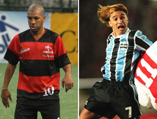 Djalminha Flamengo Paulo Nunes Grêmio Showbol (Foto: Montagem sobre foto da AFP)