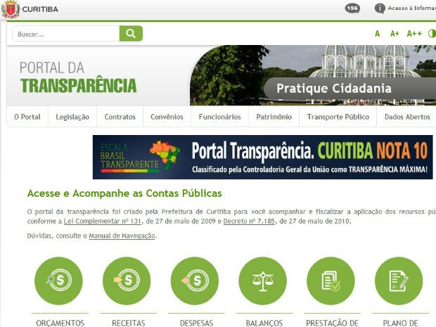 Curitiba e mais três capitais conquistaram a liderança no Ranking Nacional dos Portais da Transparência  (Foto: Reprodução)