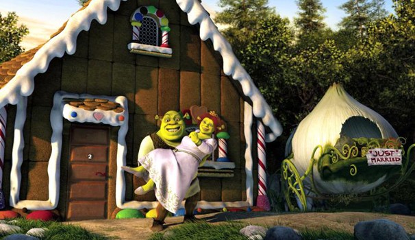 Shrek: Amor, você foi pro pântano hoje? Fiona: Não. Shrek: E esse