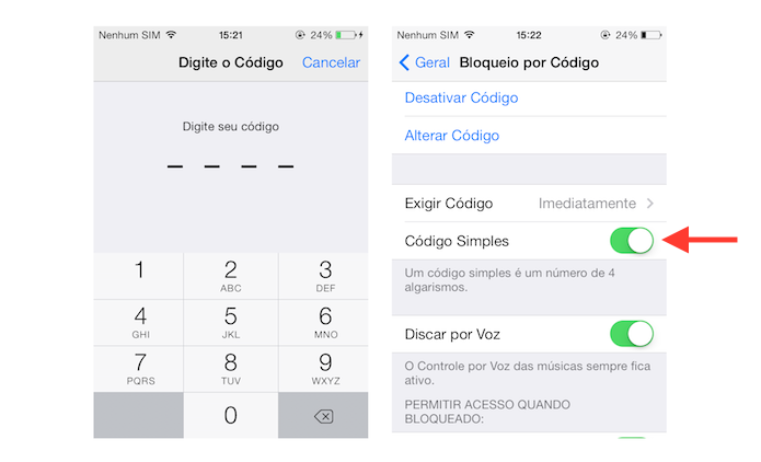 Desativando o código de bloqueio de quatro dígitos do iOS (Foto: Reprodução/Marvin Costa)