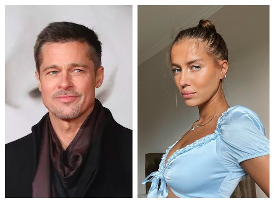 O ator Brad Pitt e a modelo alemã Nicole Poturalski (Foto: Getty Images/Instagram)