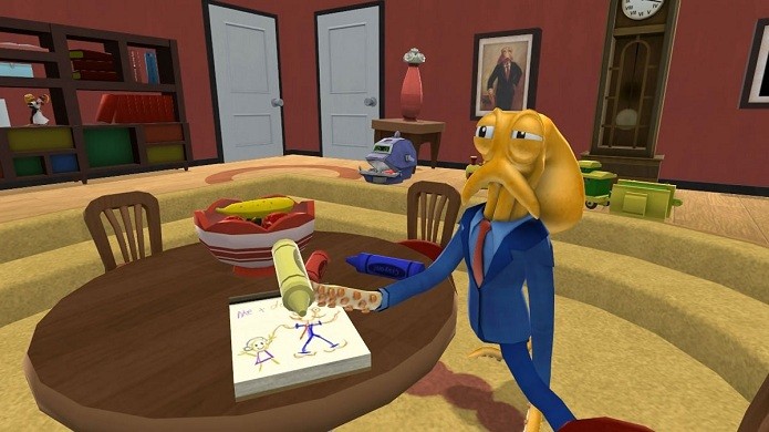 É sempre difícil manejar objetos com Octodad (Foto: Divulgação)