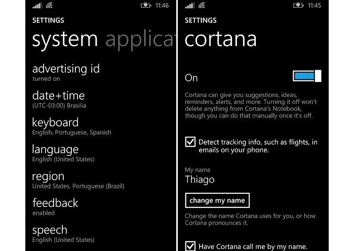 Cortana só funciona em inglês (Foto: Thiago Barros)