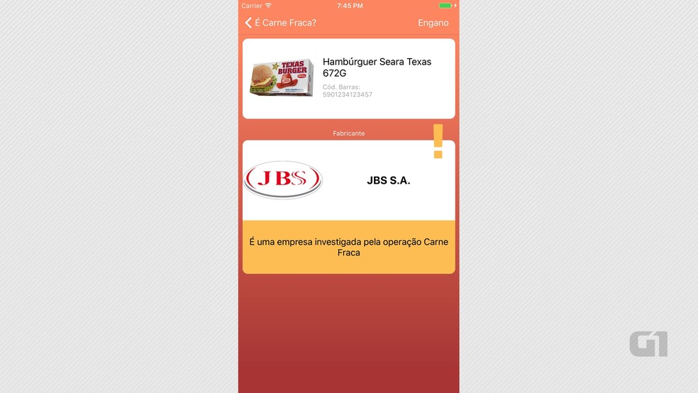 'Carne Fraca' indica se mercadoria é produzida por empresa investigada pela Polícia Federal (Foto: Reprodução/carnefracaapp.com)