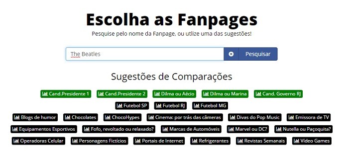 Tela principal do site com campo de busca e sugestões de comparação (Foto: Reprodução/Raquel Freire)