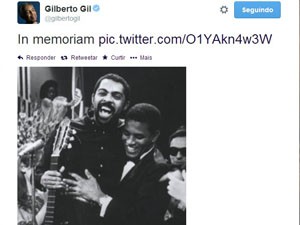 Cantor Gilberto Gil postou homenagem a Jair Rodrigues no Twitter.  (Foto: Reprodução/Twitter)