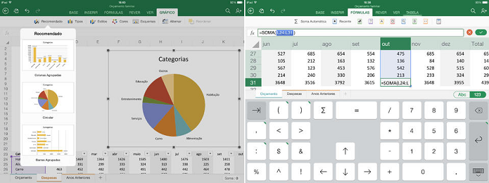 Excel para iPad permite inserir gráficos e editar tabelas (Foto: Divulgação/Microsoft)