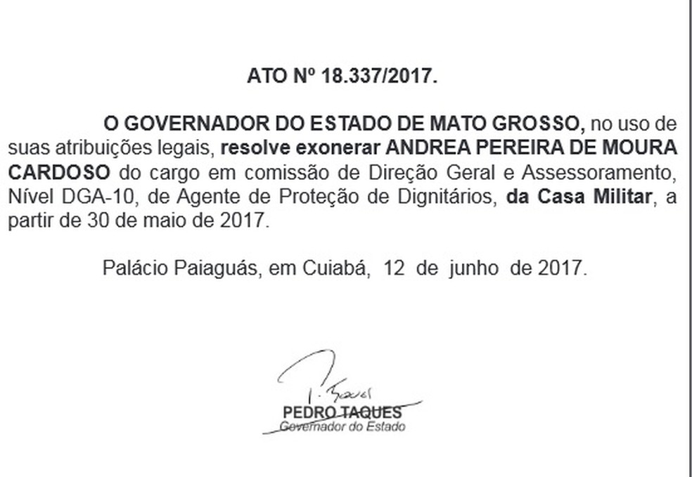 Ato foi publicado no Diário Oficial do estado (Foto: Reprodução)