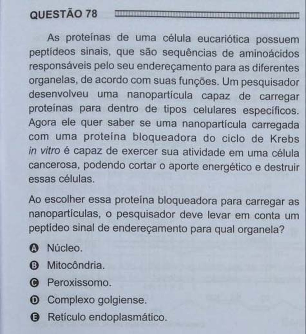 ENEM 2016 - 1º DIA - PROVA BRANCA - QUESTÃO 78 (Foto: G1 )