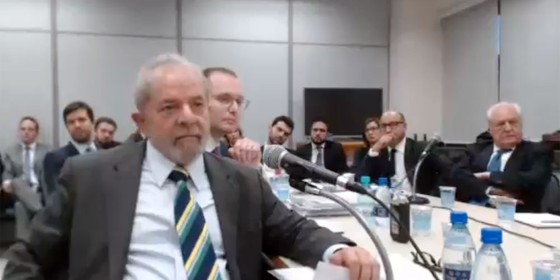 O ex-presidente Lula durante o depoimento ao juiz Sergio Moro  (Foto: Reprodução)