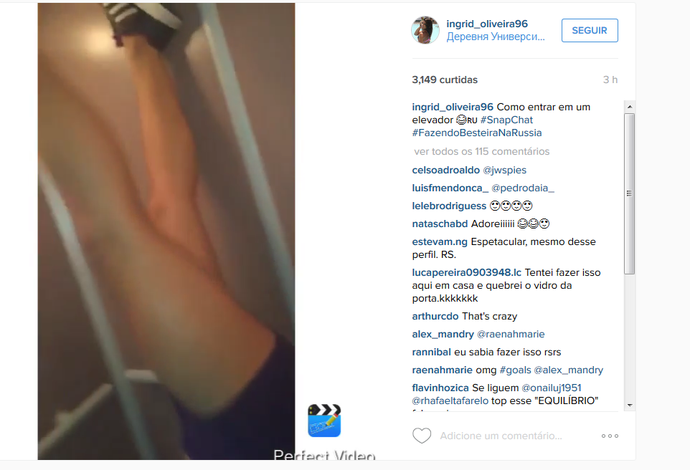 Ingrid faz malabarismo dentro de elevador (Foto: Reprodução/Instagram)