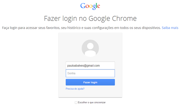 Entre com usuário e senha da sua conta Google usada no smartphone para sincronização das informações do Now (Foto: Reprodução/Paulo Alves) (Foto: Entre com usuário e senha da sua conta Google usada no smartphone para sincronização das informações do Now (Foto: Reprodução/Paulo Alves)) Entre com usuário e senha da sua conta Google usada no smartphone para sincronização das informações do Now (Foto: Reprodução/Paulo Alves) (Foto: Entre com usuário e senha da sua conta Google usada no smartphone para sincronização das informações do Now (Foto: Reprodução/Paulo Alves))
