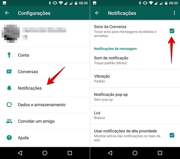 Acesse os ajustes de notificações (Foto: Helito Bijora/TechTudo) Acesse os ajustes de notificações (Foto: Helito Bijora/TechTudo)