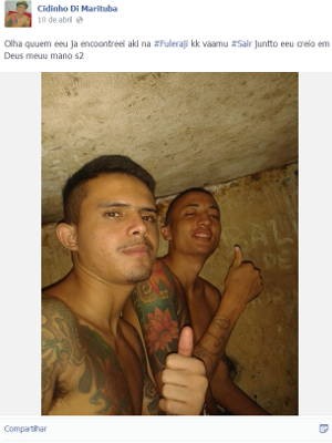 No dia 10 de abril, Cidinho postou uma foto dizendo que encontrou um conhecido na "fuleragem" (Foto: Reprodução/ Facebook)