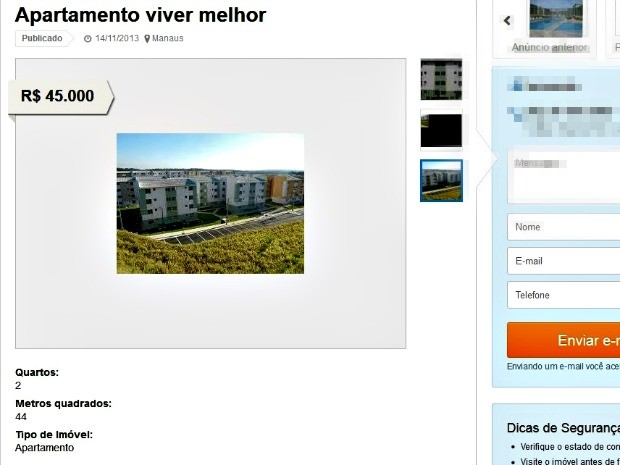 Anúncio ilegal de venda imóvel Minha Casa Minha Vida em Manaus (Foto: Reprodução)
