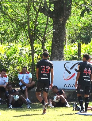 Goleiros no treino do Flamengo (Foto: Gabriel Fricke / Globoesporte.com)