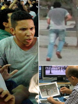 Perito confirma que Caio Souza lançou rojão que matou cinegrafista (Rudy Trindade/Frame/Estadão Conteúdo; Reprodução/TV Globo)