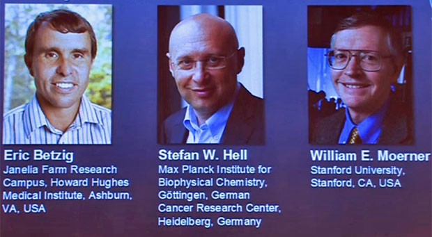 Ganhadores do Nobel de Qímica de 2014 (Foto: Reprodução/Real Academia de Ciências da Suécia)