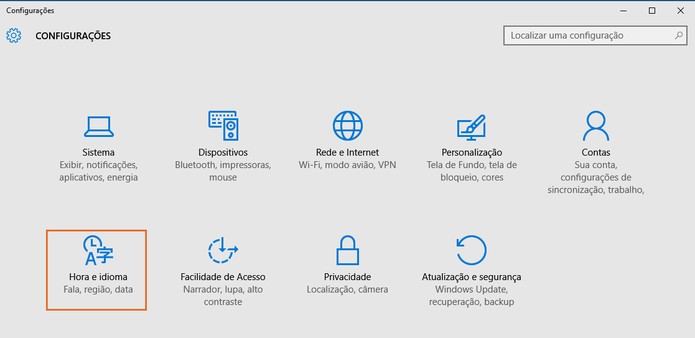 Acesse as configurações de Hora e Idioma (Foto: Reprodução/Barbara Mannara)