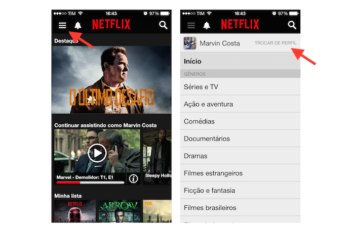 Acessando a página de perfis do Netflix pelo celular (Foto: Reprodução/Marvin Costa)