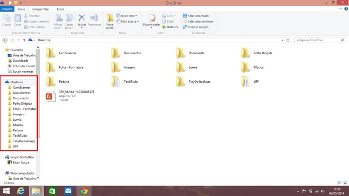 OneDrive pode ser acessado normalmente através da área de trabalho do Windows (Foto: Reprodução/Elson de Souza)