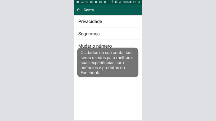 WhatsApp informa que dados não são mais compartilhados com Facebook (Foto: Reprodução/WhatsApp)