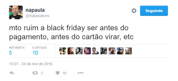 Comentários sobre a Black Friday brasileira (Foto: Reprodução/Twitter)