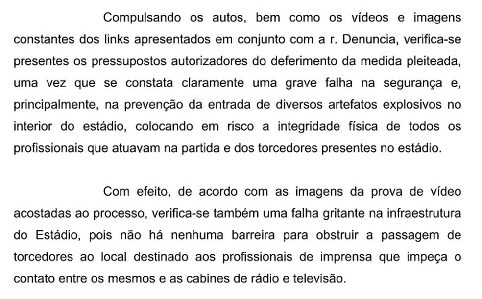 Despacho do STJD sobre interdição de São Januário (Foto: Reprodução)