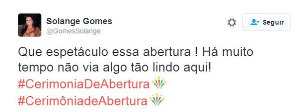 Famosos comentam a abertura da olimpíada Rio 2016 (Foto: Twitter / Reprodução)