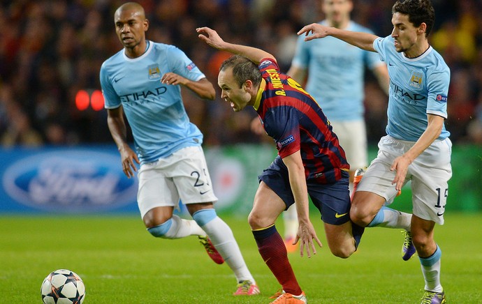 Iniesta, Manchester City x Barcelona (Foto: AFP)