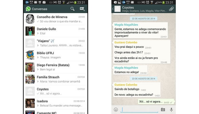 Entre na conversa do Whatsapp que possui a galeria de mídia que você deseja limpar (Foto: Reprodução/Daniel Ribeiro)