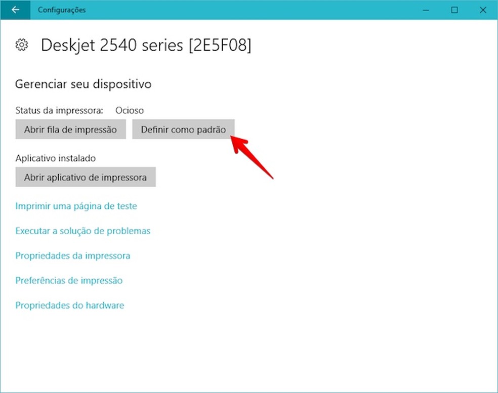 Definindo impressora padrão (Foto: Reprodução/Helito Bijora)