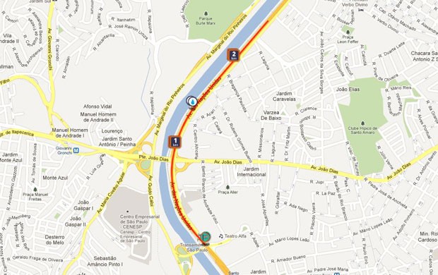 Circuito Athenas - Etapa São Paulo - percurso 5 km (Foto: Reprodução / Google Maps)