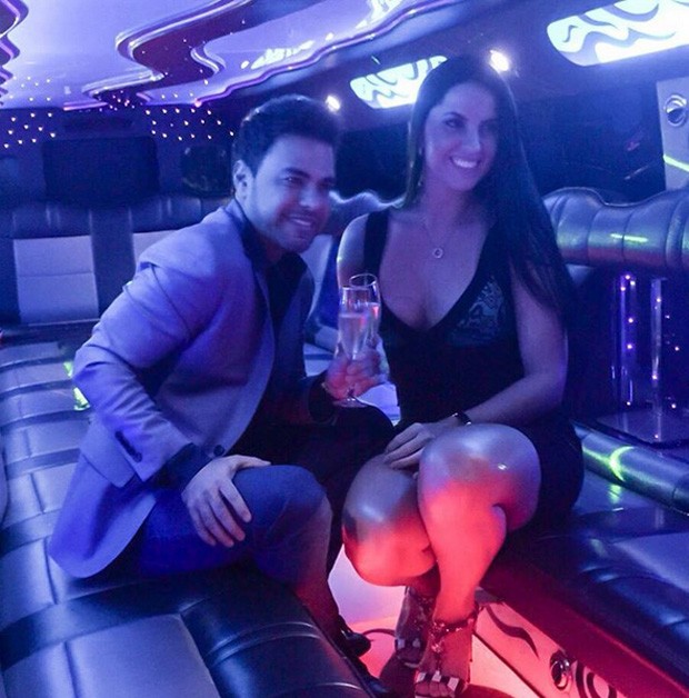 Decotada, Graciele Lacerda curte noite em NY com Zezé Di Camargo