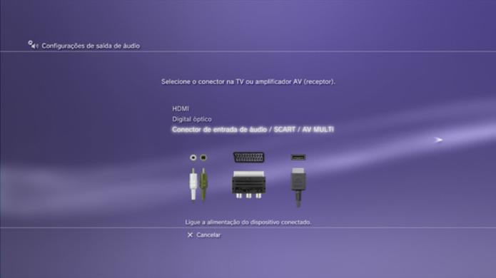 Configuração de Conector de entrada de áudio /SCART/AV MULTI (Foto: Divulgação).
