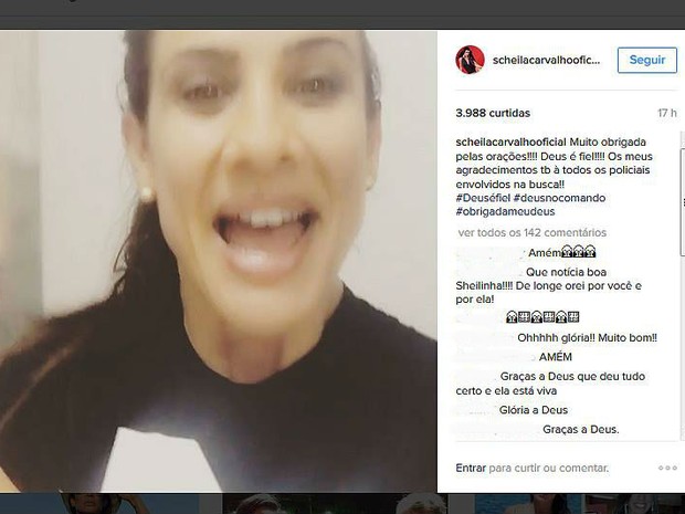 Scheila Carvalho comemorou resgate da prima (Foto: Reprodução/Instagram)