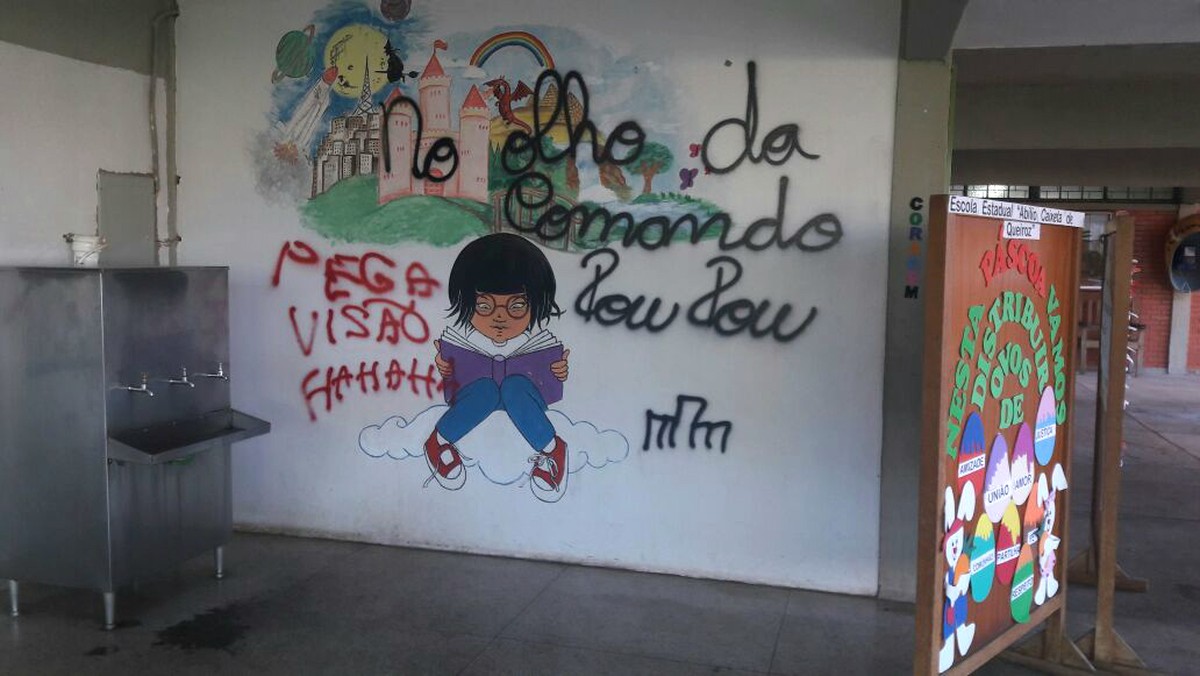 Escola é invadida e pichada por vândalos em Patos de Minas - Globo.com