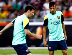 lionel messi neymar barcelona treino (Foto: Agência Reuters)