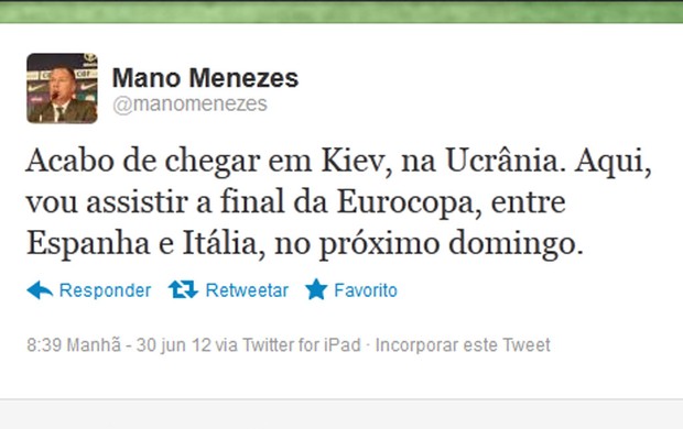 twitter Mano Menezes Kiev (Foto: Reprodução / Twitter)