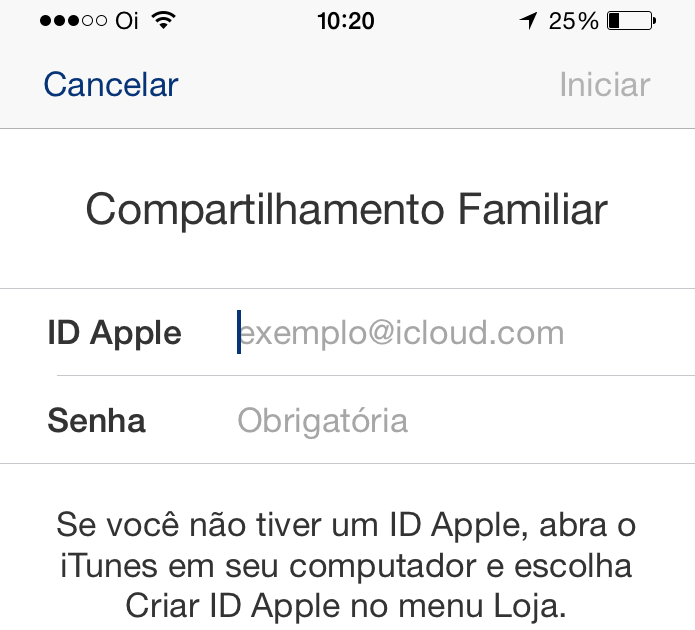 Inserindo os dados da ID Apple para ativar o recurso (Foto: Reprodução/Edivaldo Brito)
