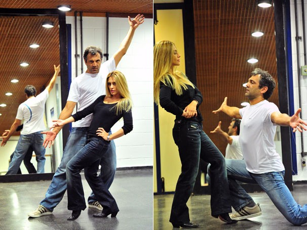 Cleo Pires e Domingos Montagner ensaiam passos de dança turca (Foto: TV Globo / João Miguel Júnior)