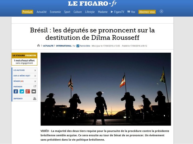 Reportagem do jornal francês Figaro deste domingo (17). (Foto: Reprodução/LeFigaro)