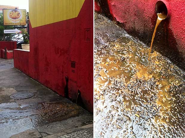 Internauta flagra despejo irregular de óleo de cozinha em restaurante de Campinas (Foto: VC no G1)